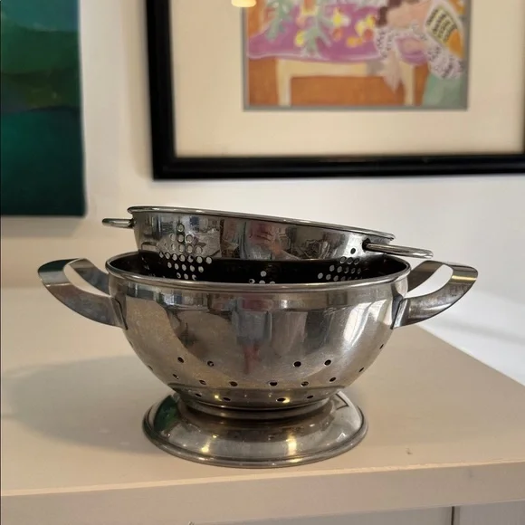 Premium Stainless Steel Small Colanders (2) with Handles - Picture 10 of 11